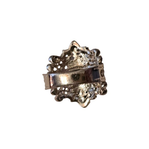 Victorian Trading Green Rhinestone & CZ Sterling Silver 925 Queen Ring Size 6 - Picture 7 of 16